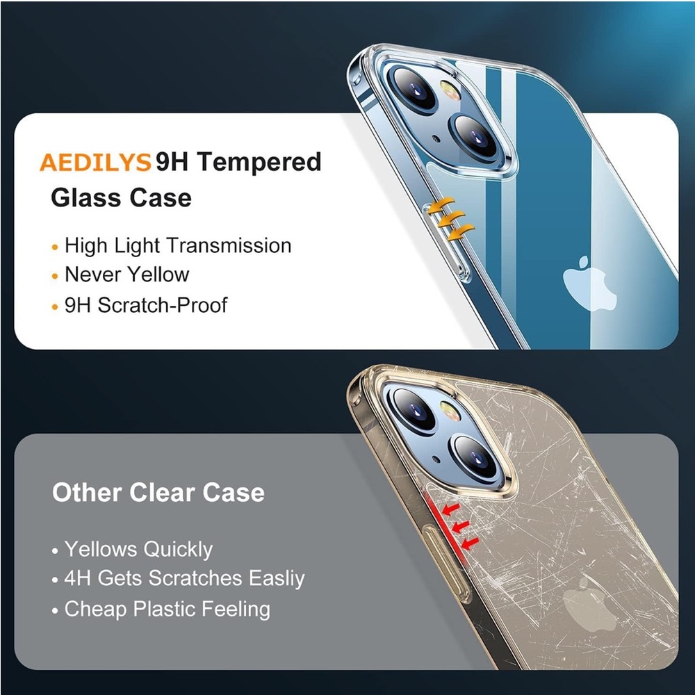 AEDILYS Shockproof for iPhone 13 Case, Non-Yellowing, Military Grade, Slim Clear - Picture 5 of 8